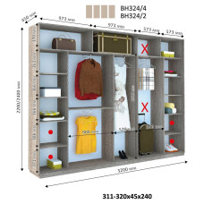 Шафа купе Віват В 324 (240х45х320)